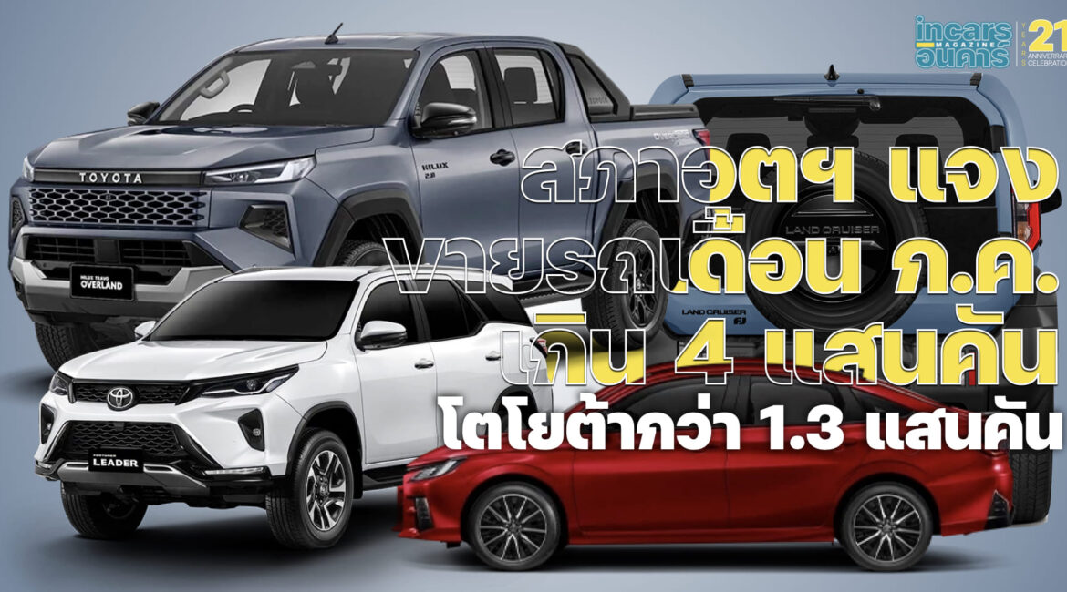 สภาอุตฯ แจงขายรถเดือน ก.ค. เกิน 4 แสนคัน โตโยต้ากว่า 1.3 แสนคัน